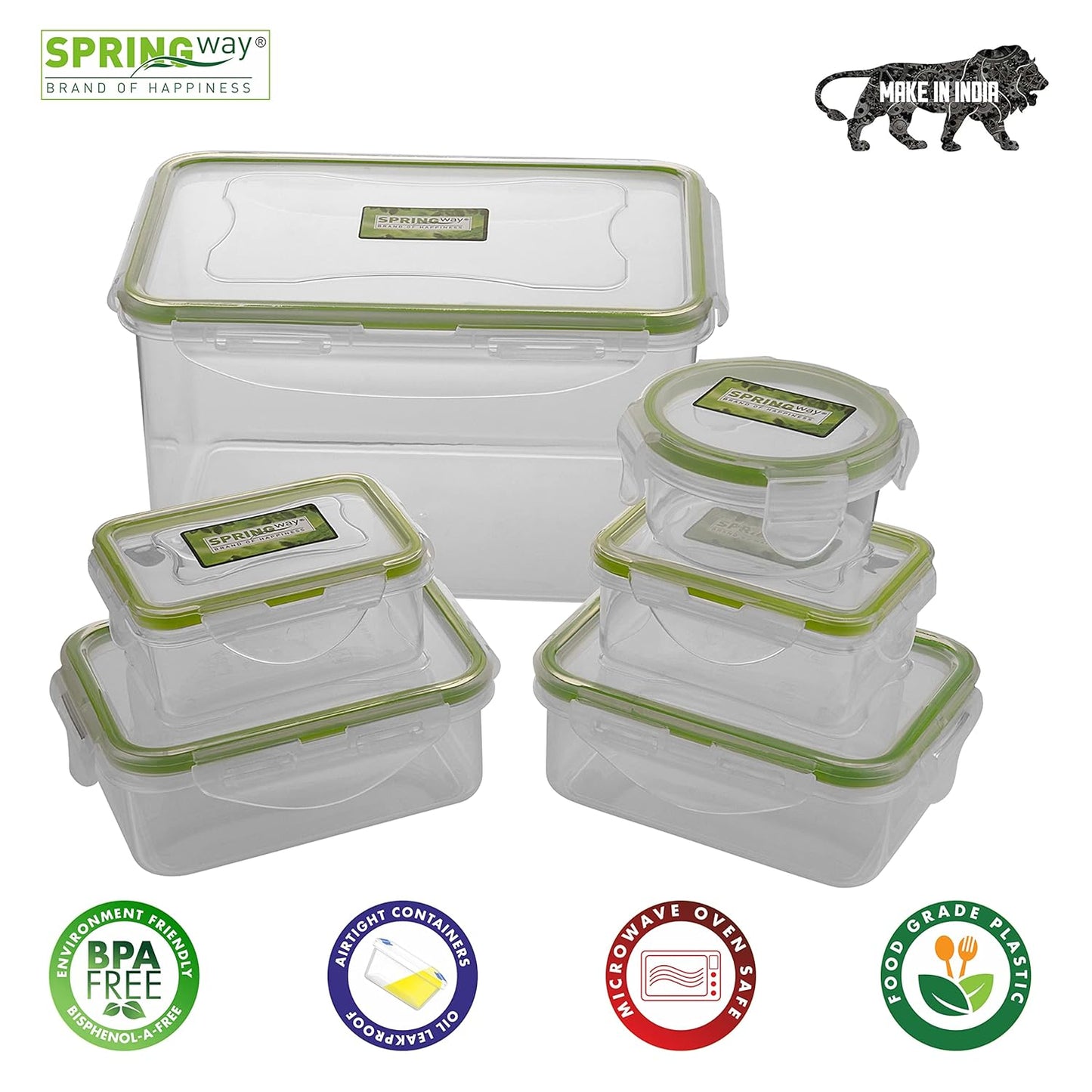 Fresh Lock BPA-Free Microwave-Safe Food Storage Containers (6-Piece Set) with Airtight, Leakproof Locking Lids