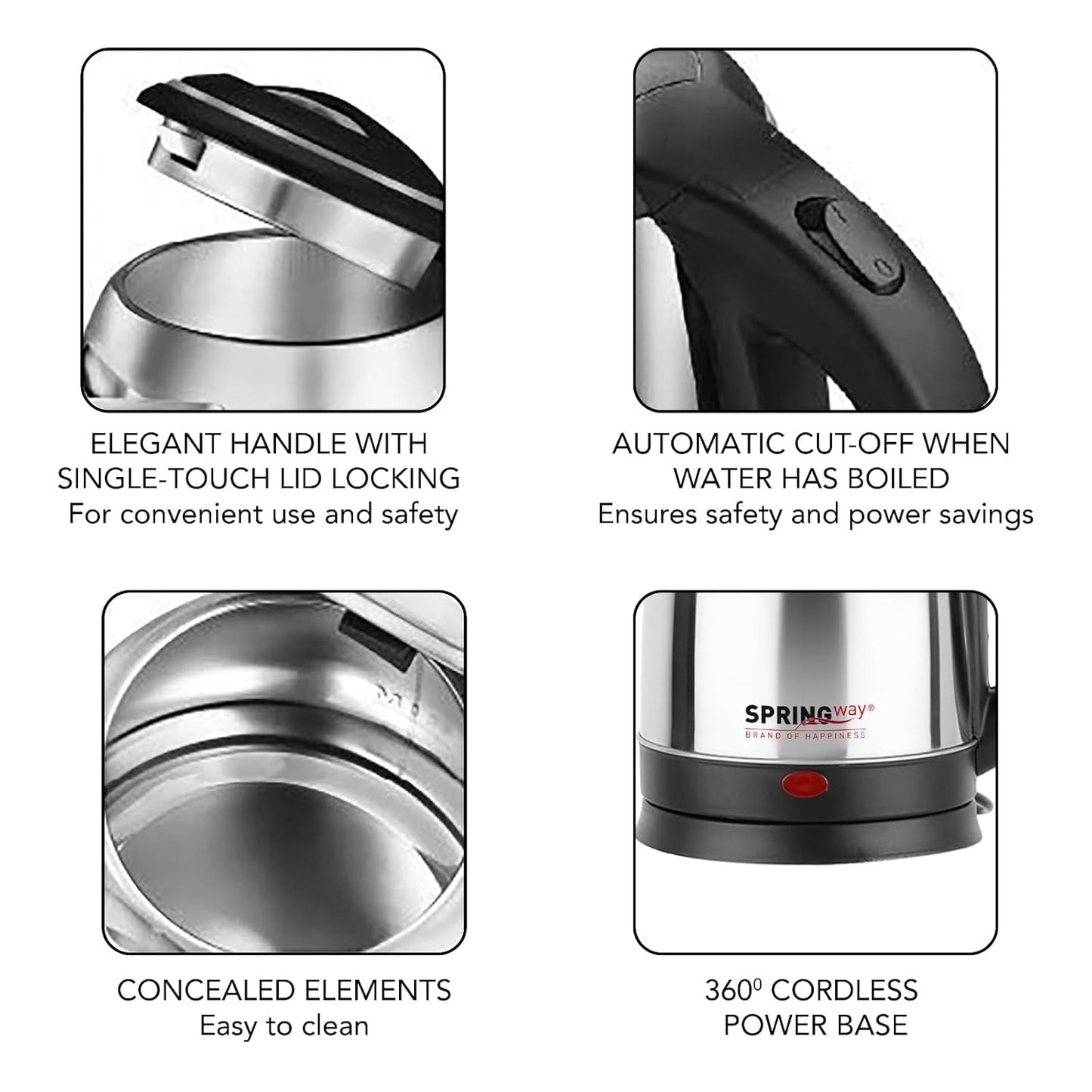 Quick Boil Pro SS 1.8ltr Stainless Steel Electric Kettle (1500W) - (Silver)