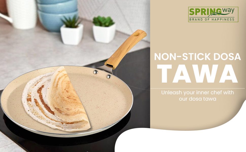 Chefs Choice Edition Non-Stick Dosa Tawa Granite Finish (28cm) -Superior Heat Distribution - ( BEIGE )