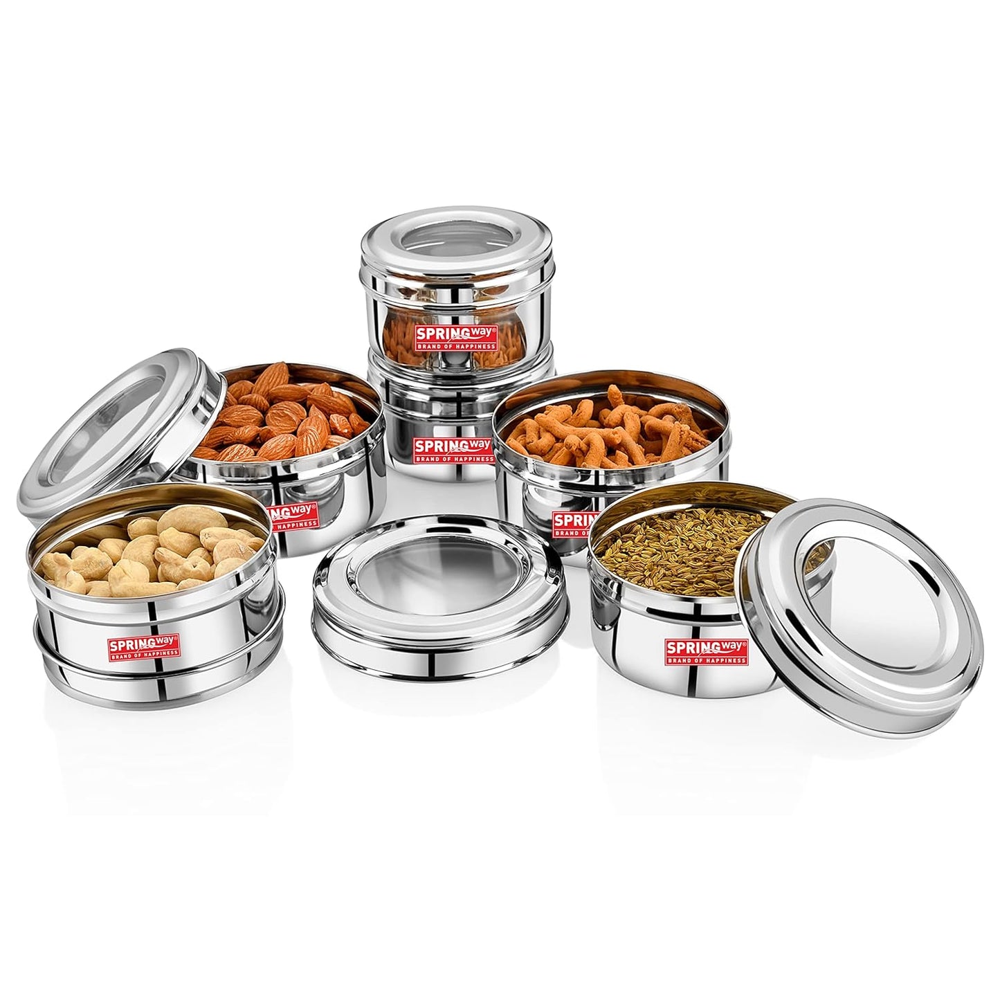 Modish Stainless Steel see through lid storage Dabba/Containers Set of 6