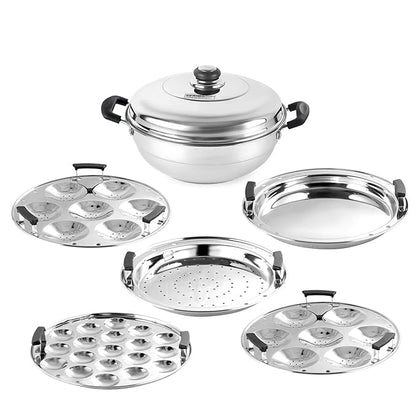 SS Cook N Steam Multi Kadai 6-Piece Set