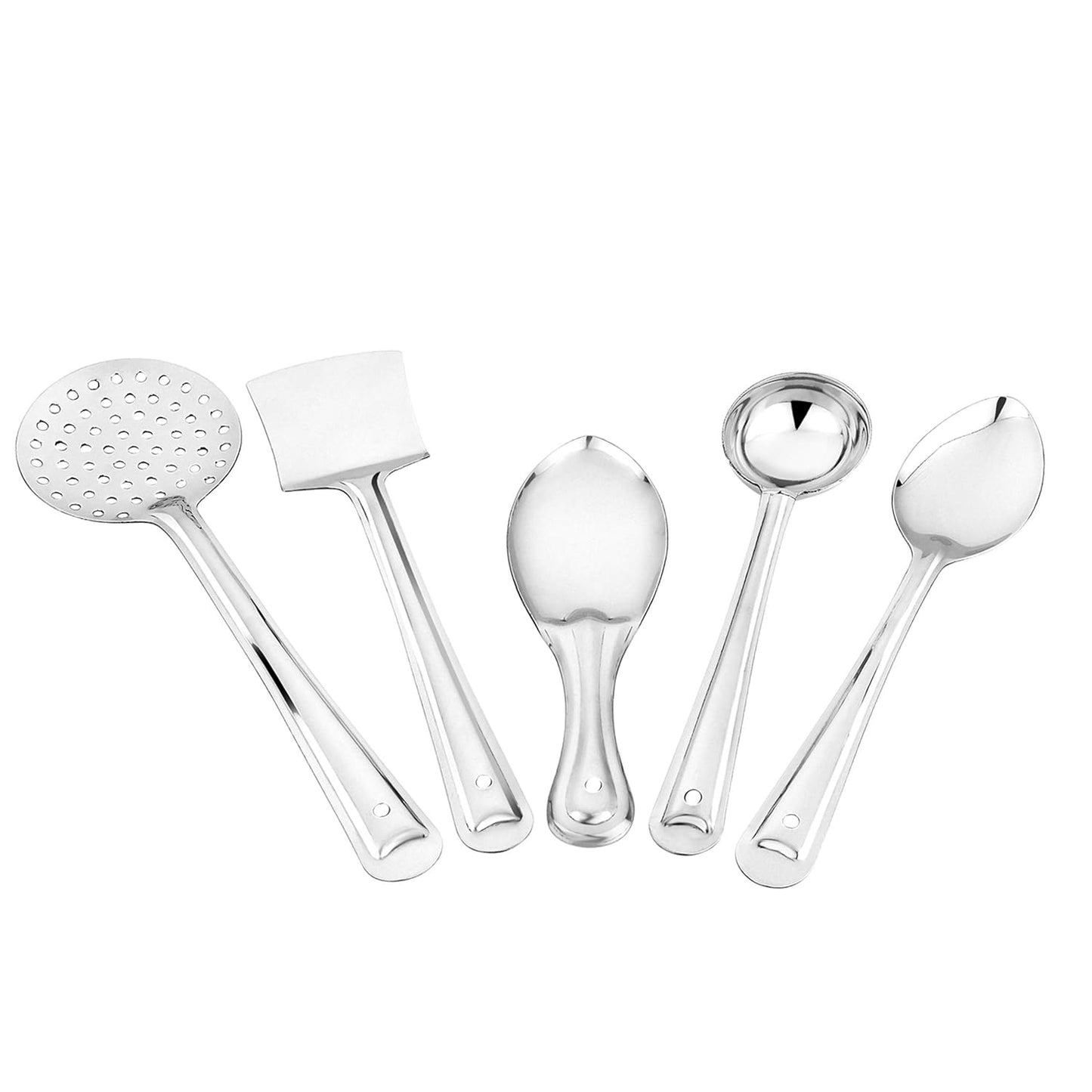 Unique Stainless Steel Cooking & Serving Spoon Set (Set of 5)