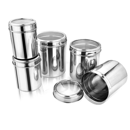 Stainless Steel Ubha Storage Containers Set of 5 (3000ml, 2200ml,1700ml, 1300ml, 1000ml) – ( SILVER )