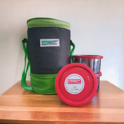 3-Piece Lunch Box Set with Leakproof Containers & Bag (BPA-Free)|(Green)
