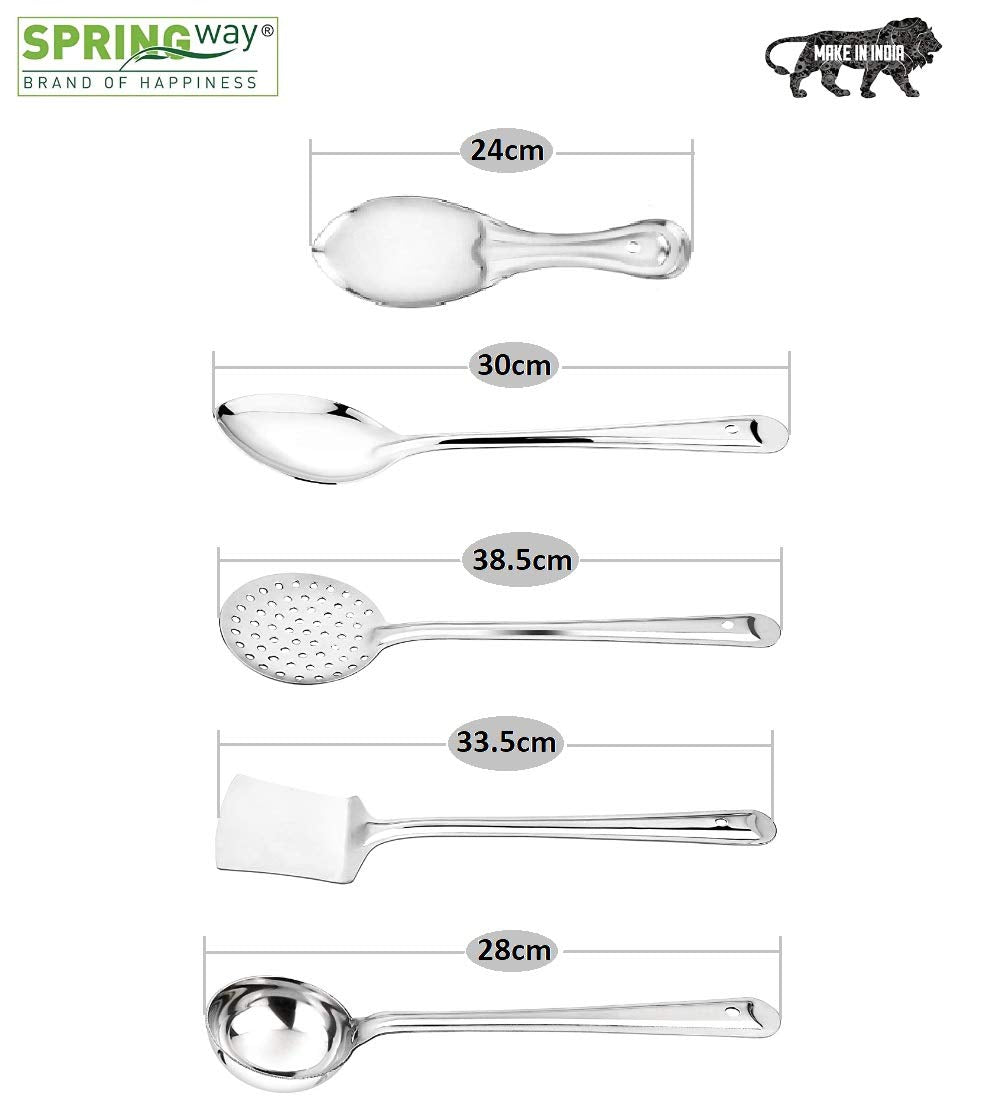 Unique Stainless Steel Cooking & Serving Spoon Set (Set of 5)