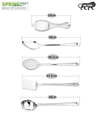 Unique Stainless Steel Cooking & Serving Spoon Set (Set of 5)