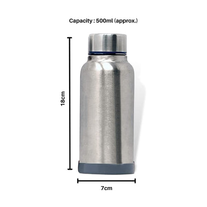 Eco Neer Style Stainless Steel Water Bottle, 500ml - Sleek & Stylish Design, Leakproof, BPA-Free, and Lightweight (Silver)