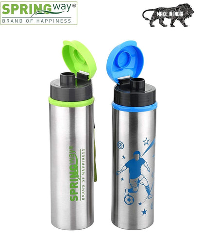 Eco Neer Flipper Stainless Steel Water Bottle 700ml | Blue & Green | Sleek, Lightweight, & Easy-to-Carry