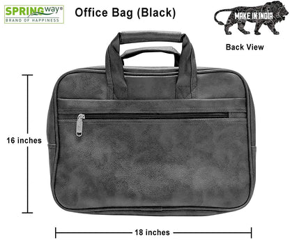 15.6 Inch Office Slim Leather Bag | Sleek & Professional Design | Premium Quality | Lightweight & Spacious (Black)