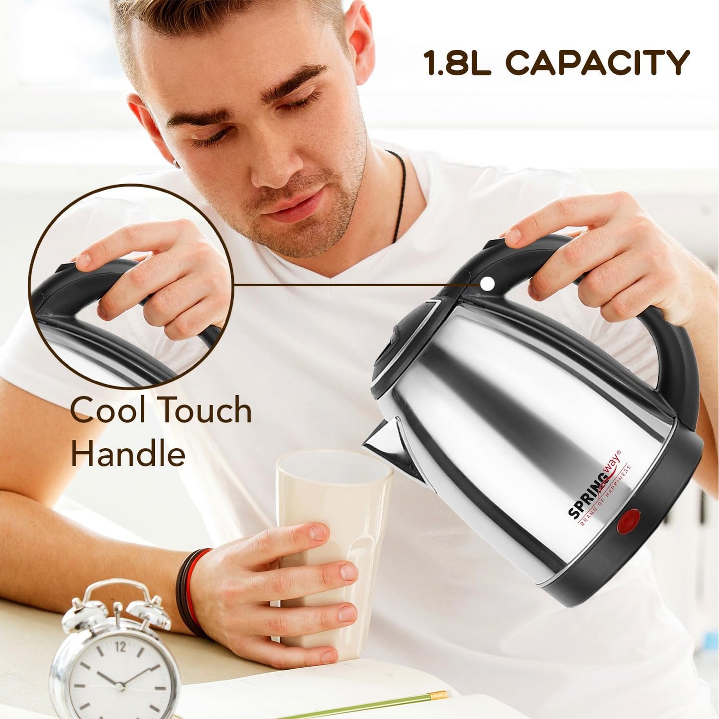 Quick Boil Pro SS 1.8ltr Stainless Steel Electric Kettle (1500W) - (Silver)