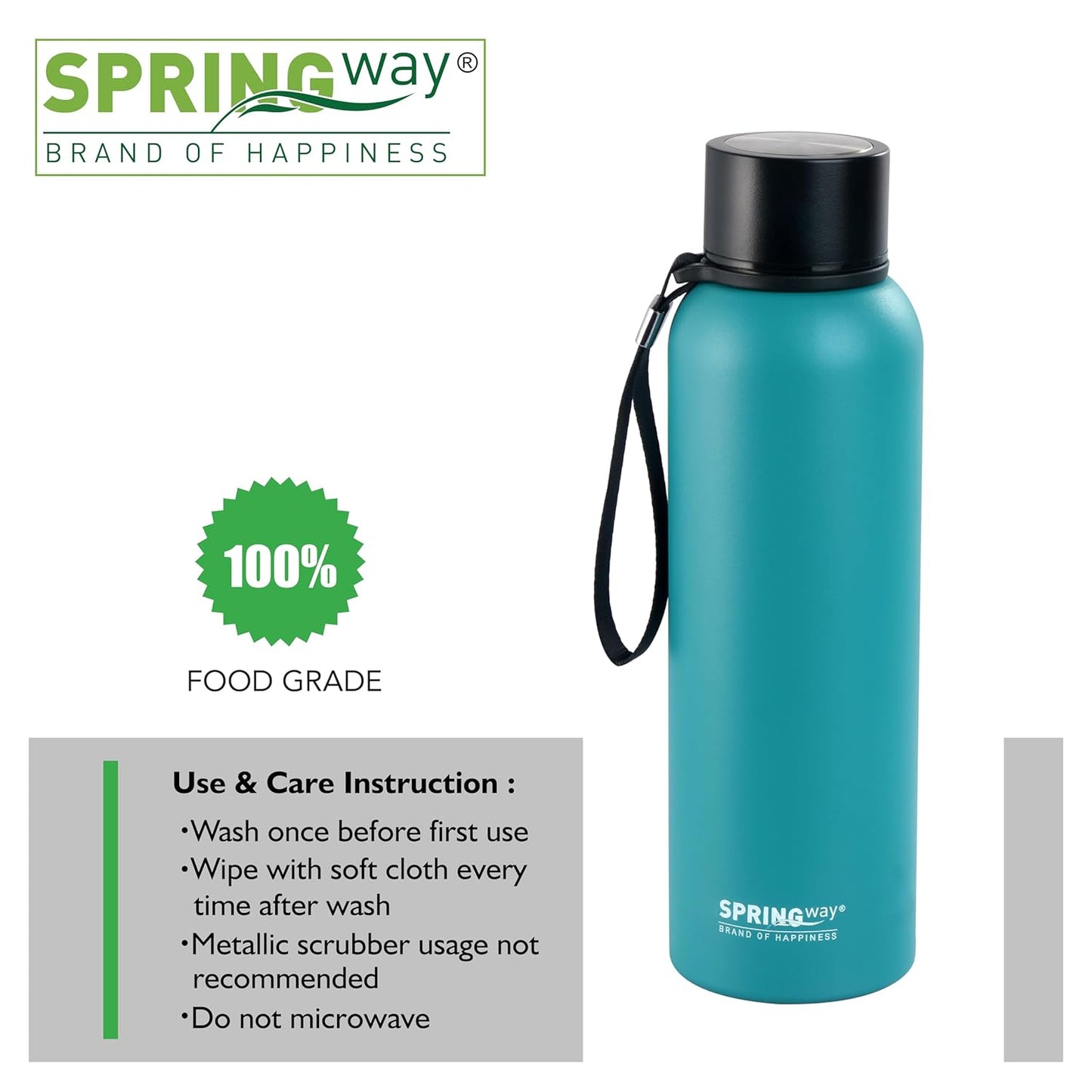 Hydro Hike Stainless Steel Vacuum Insulated Thermos Bottle, 700ml - Durable, Leakproof (Light Blue)