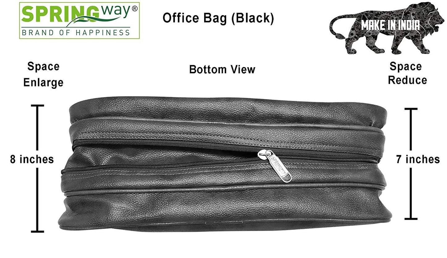 15.6 Inch Office Slim Leather Bag | Sleek & Professional Design | Premium Quality | Lightweight & Spacious (Black)