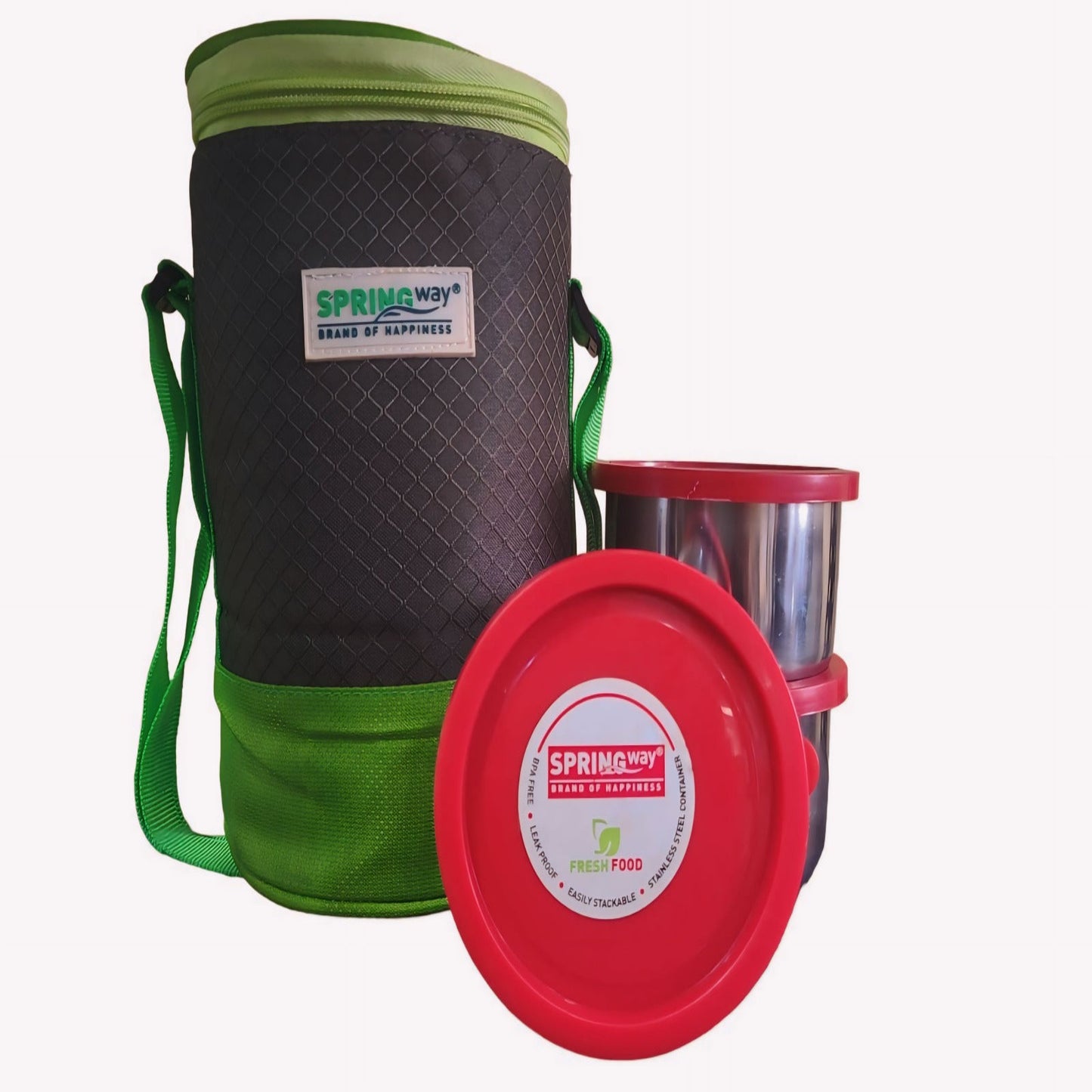 3-Piece Lunch Box Set with Leakproof Containers & Bag (BPA-Free)|(Green)