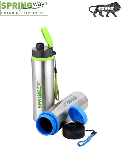 Eco Neer Flipper Stainless Steel Water Bottle 700ml | Blue & Green | Sleek, Lightweight, & Easy-to-Carry