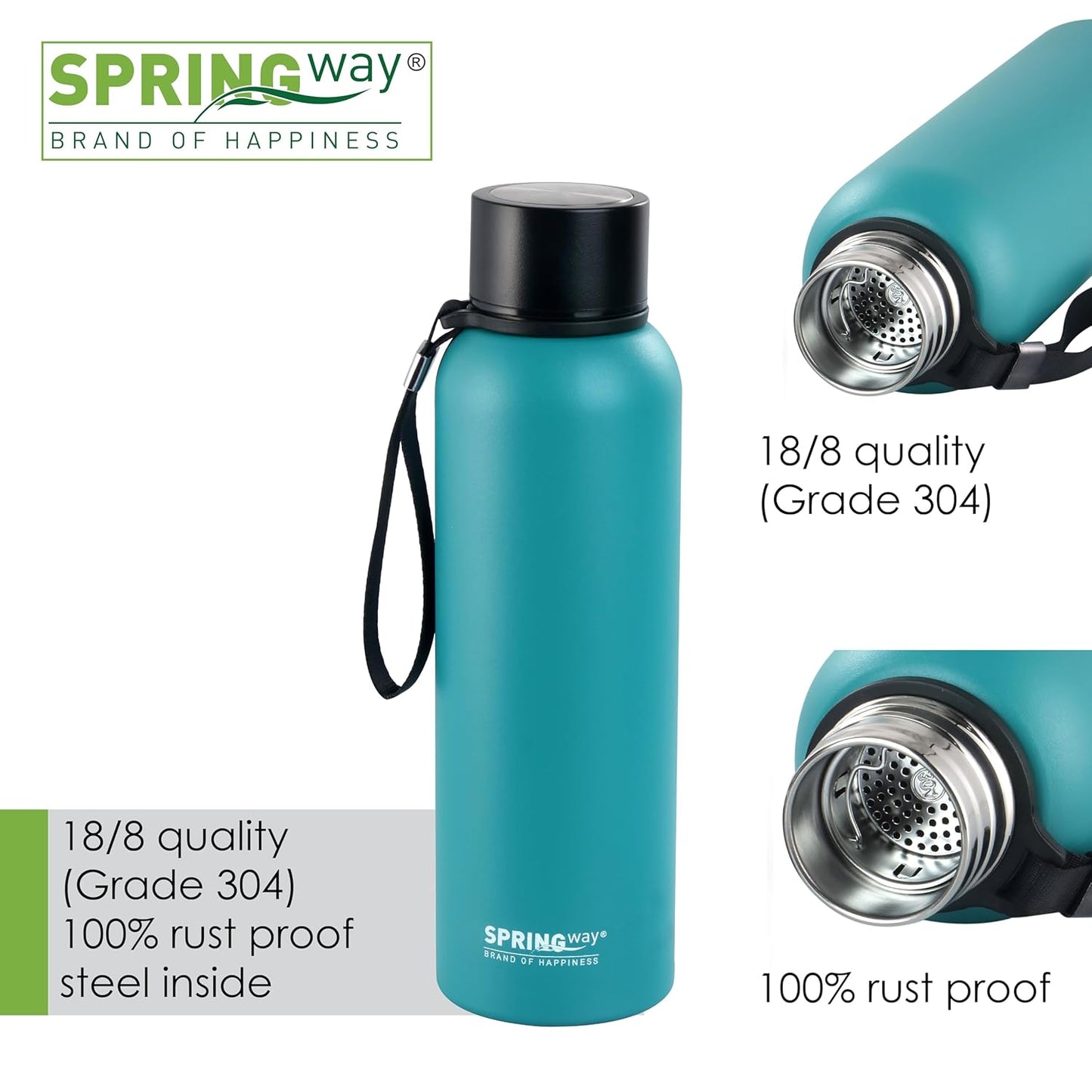 Hydro Hike Stainless Steel Vacuum Insulated Thermos Bottle, 700ml - Durable, Leakproof (Light Blue)