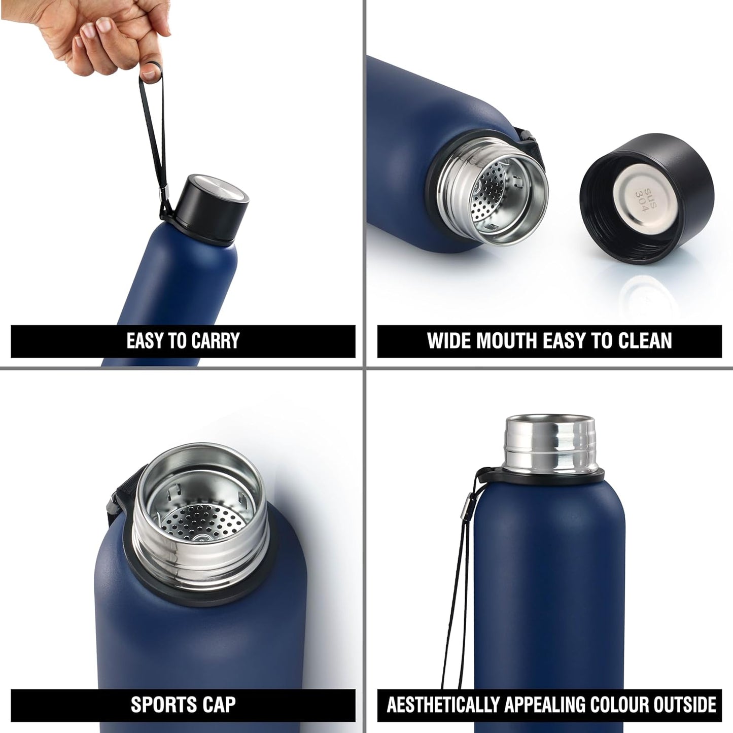 Hydro Hike Stainless Steel Vacuum Insulated Thermos Bottle, 700ml - Durable, Leakproof (Royal Blue)