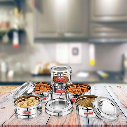 Modish Stainless Steel see through lid storage Dabba/Containers Set of 6