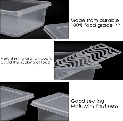 6-Set Fridge Storage Containers with Removable Drain Plate