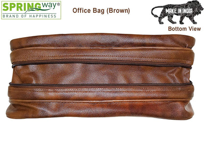 15.6 Inch Office Slim Leather Bag | Sleek & Professional Design | Premium Quality | Lightweight & Spacious (Brown)