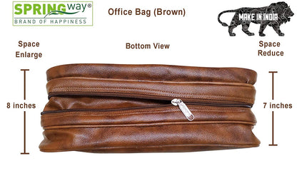 15.6 Inch Office Slim Leather Bag | Sleek & Professional Design | Premium Quality | Lightweight & Spacious (Brown)