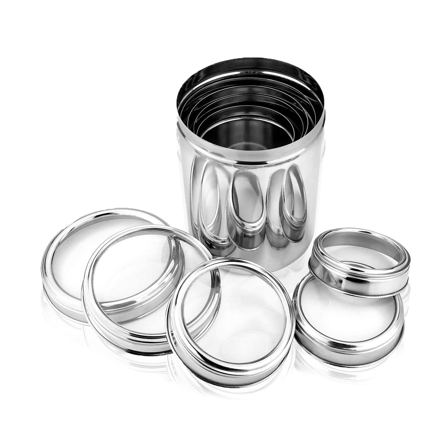 Stainless Steel Ubha Storage Containers Set of 5 (3000ml, 2200ml,1700ml, 1300ml, 1000ml) – ( SILVER )