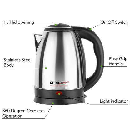 Quick Boil Pro SS 1.8ltr Stainless Steel Electric Kettle (1500W) - (Silver)
