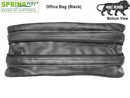 15.6 Inch Office Slim Leather Bag | Sleek & Professional Design | Premium Quality | Lightweight & Spacious (Black)