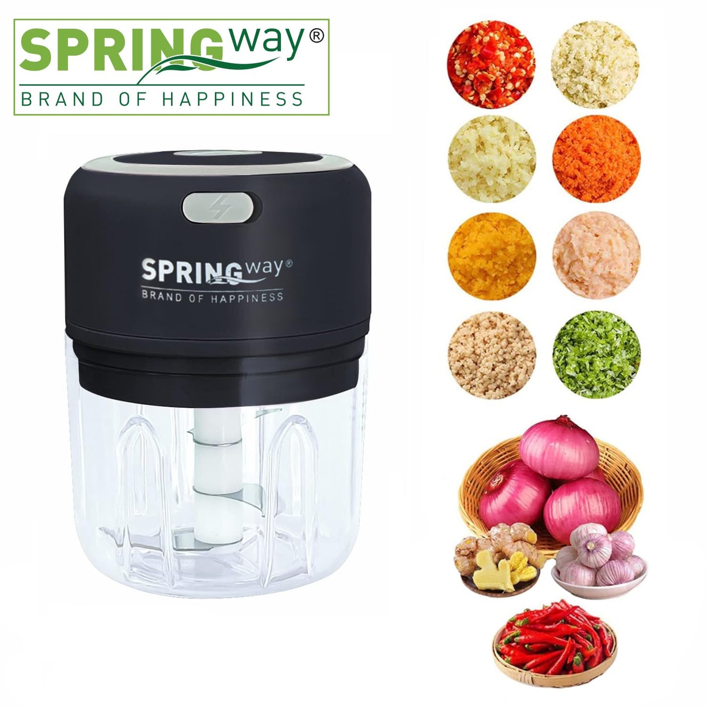 Rechargeable Wireless Electric Chopper 250ML – ( Black )