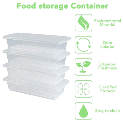 6-Set Fridge Storage Containers with Removable Drain Plate