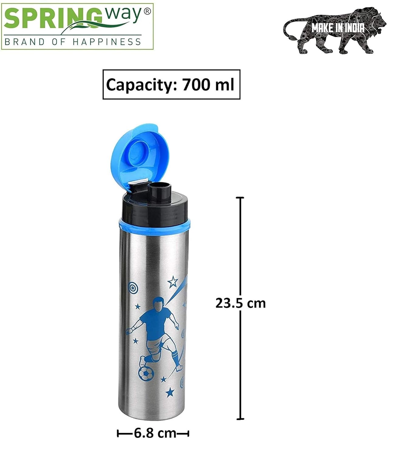 Eco Neer Flipper Stainless Steel Water Bottle 700ml | Blue & Green | Sleek, Lightweight, & Easy-to-Carry