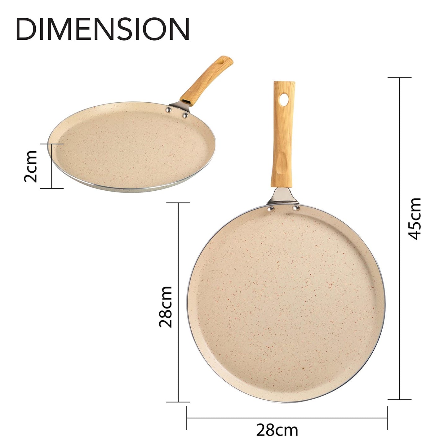 Chefs Choice Edition Non-Stick Dosa Tawa Granite Finish (28cm) -Superior Heat Distribution - ( BEIGE )