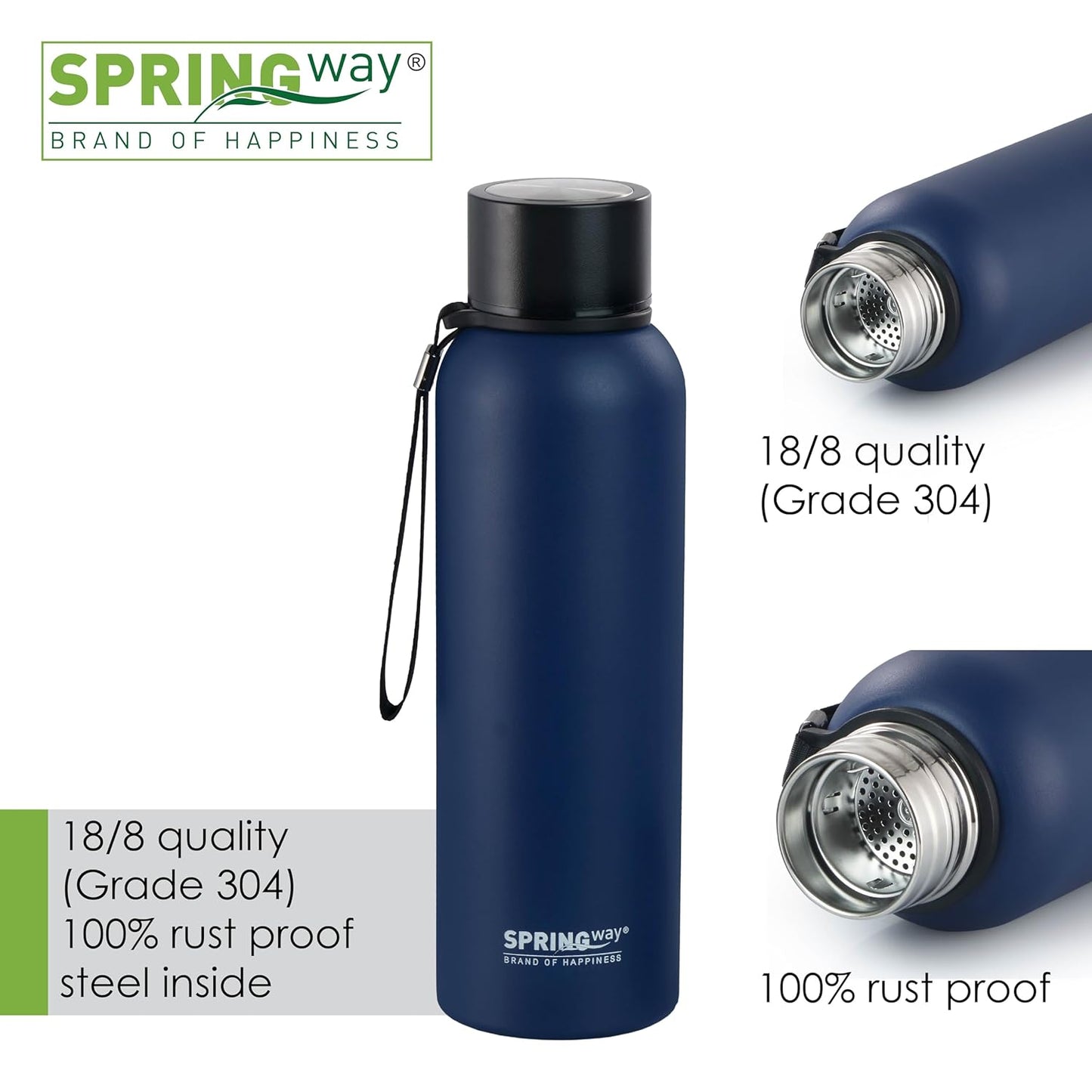 Hydro Hike Stainless Steel Vacuum Insulated Thermos Bottle, 700ml - Durable, Leakproof (Royal Blue)