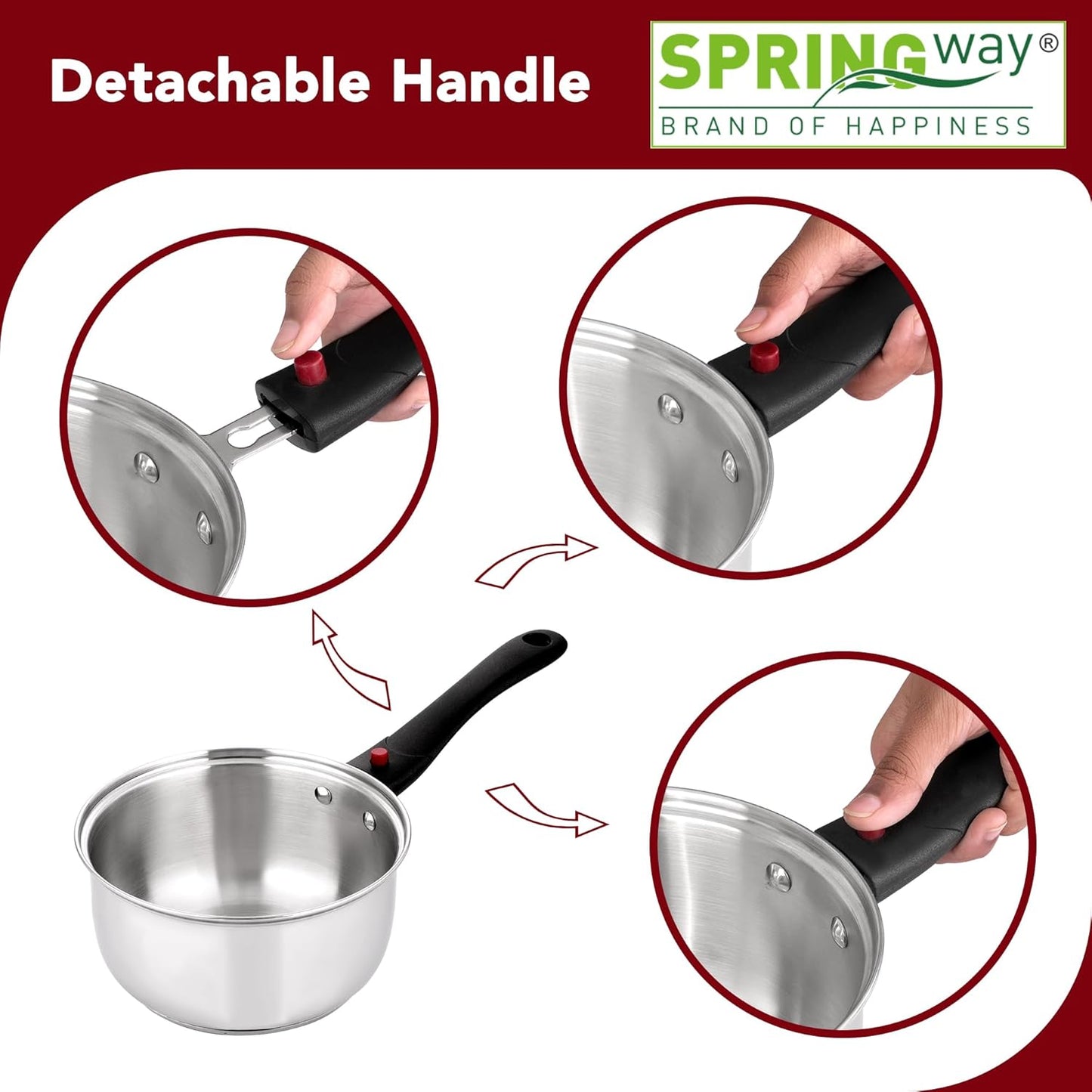 Martensite Triply Bottom Stainless Steel Multi-Purpose Steamer/Sauce Pan, 18CM (2 in 1) | Vegetable, Momos & Modak Steamer, Tea & Milk Pan