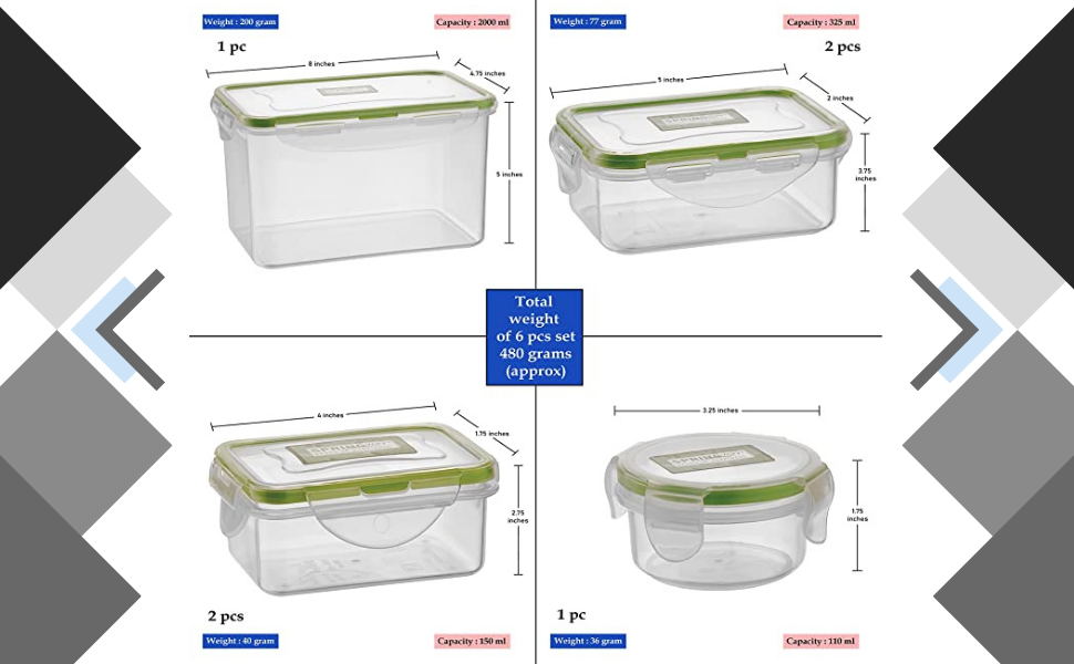 Fresh Lock BPA-Free Microwave-Safe Food Storage Containers (6-Piece Set) with Airtight, Leakproof Locking Lids