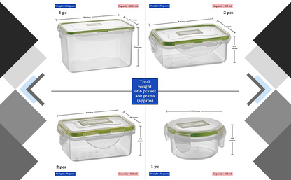 Fresh Lock BPA-Free Microwave-Safe Food Storage Containers (6-Piece Set) with Airtight, Leakproof Locking Lids