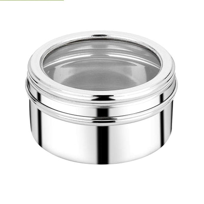 Stainless Steel Round Shape Puri Dabba/Storage Containers - Set of 6