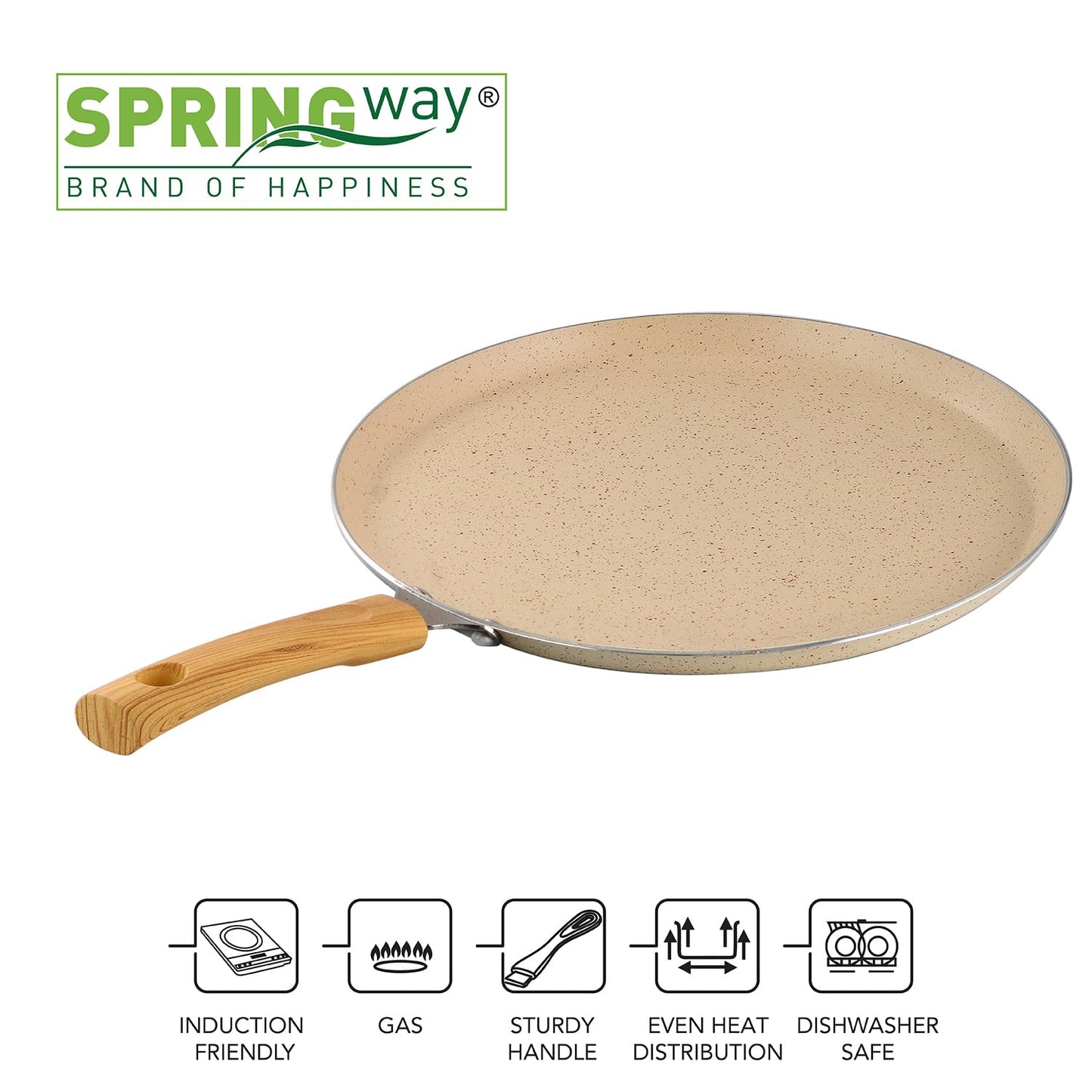 Chefs Choice Edition Non-Stick Dosa Tawa Granite Finish (28cm) -Superior Heat Distribution - ( BEIGE )