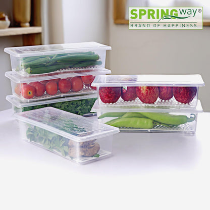 6-Set Fridge Storage Containers with Removable Drain Plate