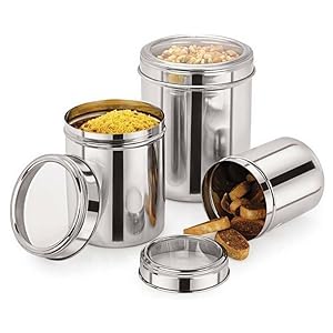 Stainless Steel Ubha Storage Containers Set of 5 (3000ml, 2200ml,1700ml, 1300ml, 1000ml) – ( SILVER )